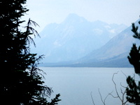 GDMBR: Mt Moran with haze from the Montana Forest Fires (Grand Teton NP, Wyoming).